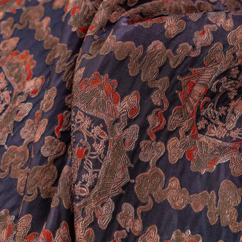 Sewing Fabric - قماش جاكار زهري من الرايون باللون