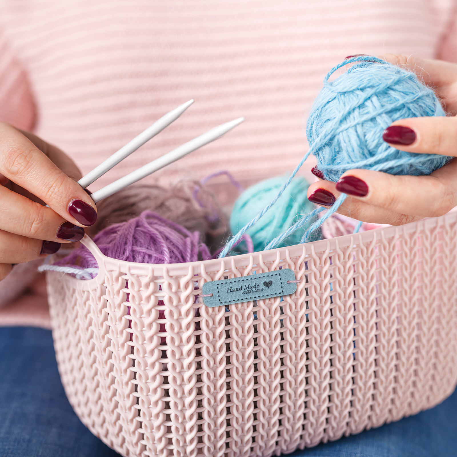 Sewing Labels - 60 قطعة من الملصقات المنقوشة بنمط