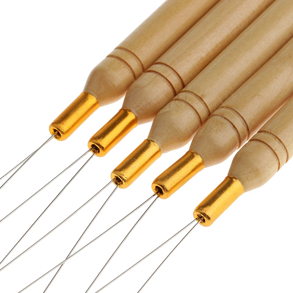 Needle Threader Tool - ARLANY مقبض خشبي حلقة الشعر أداة