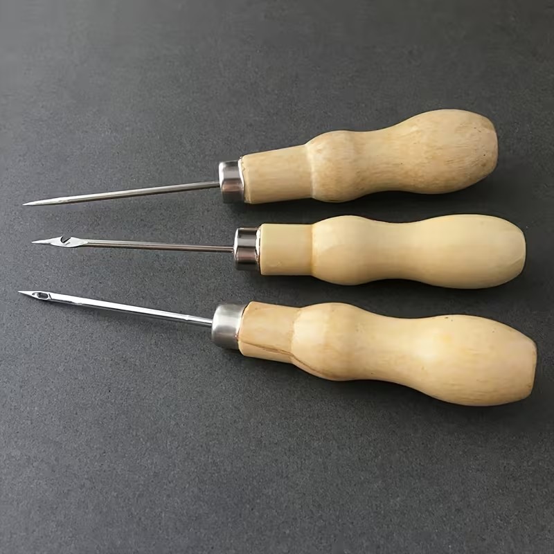 إبرة مخروطية يدوية بمقبض خشبي  - مراجعة Leather Needle Heavy وسعره