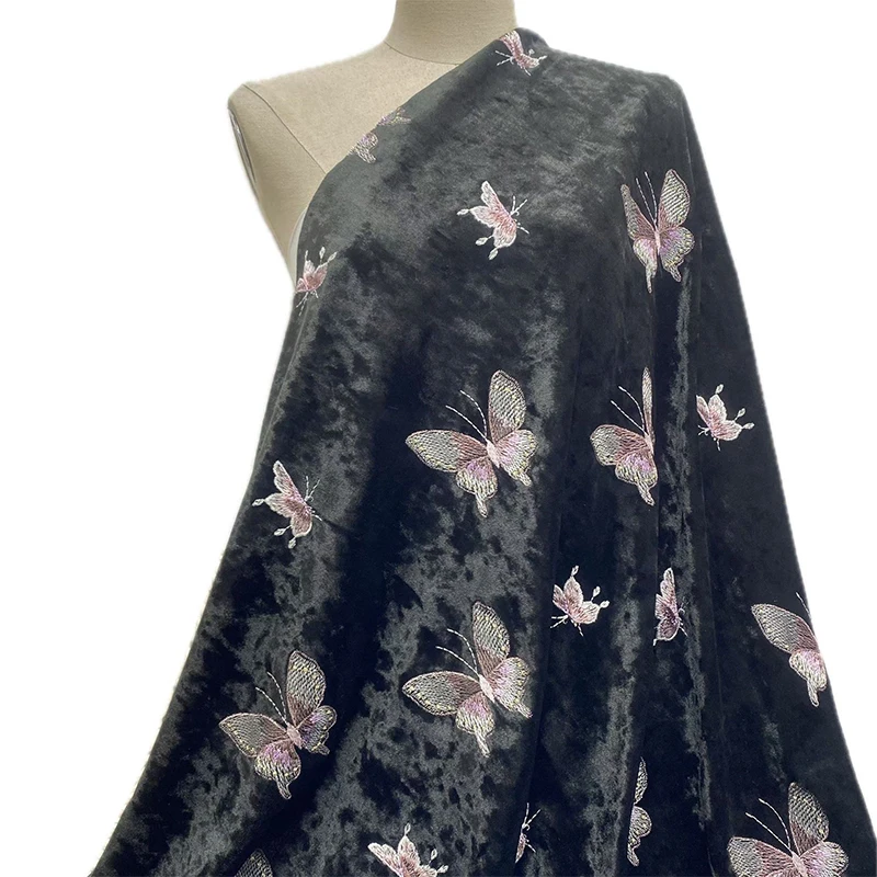 المخملية الملونة فراشة المطرزة - مراجعة Sewing Velvet Fabric وسعره