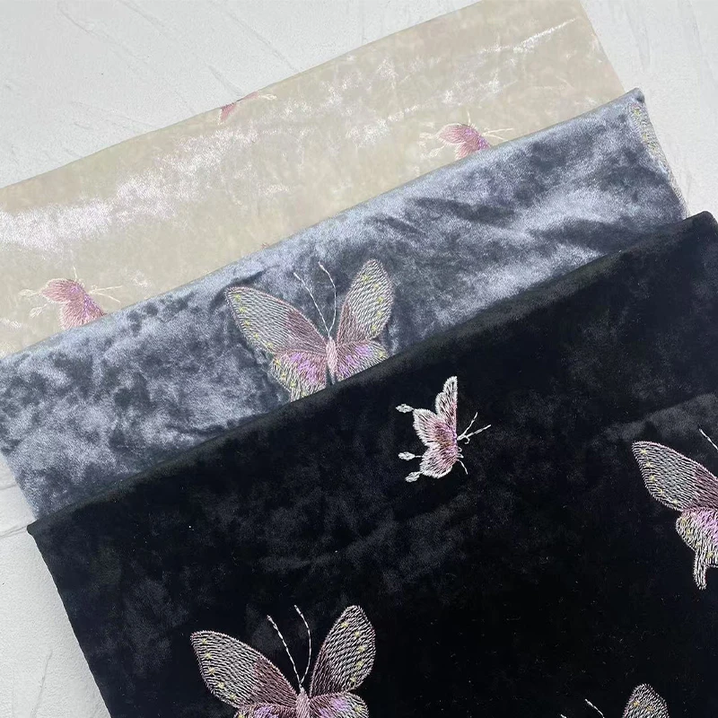 المخملية الملونة فراشة المطرزة - مراجعة Sewing Velvet Fabric وسعره